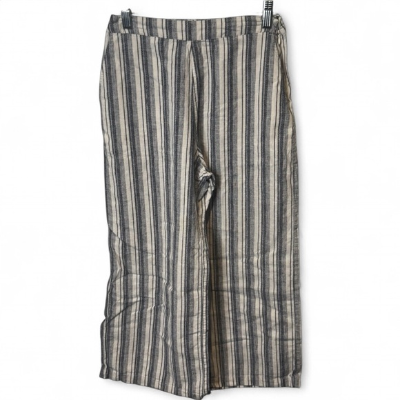 Abercrombie & Fitch-black & cream striped linen/cotton wide leg pant sz 0 - Picture 1 of 5